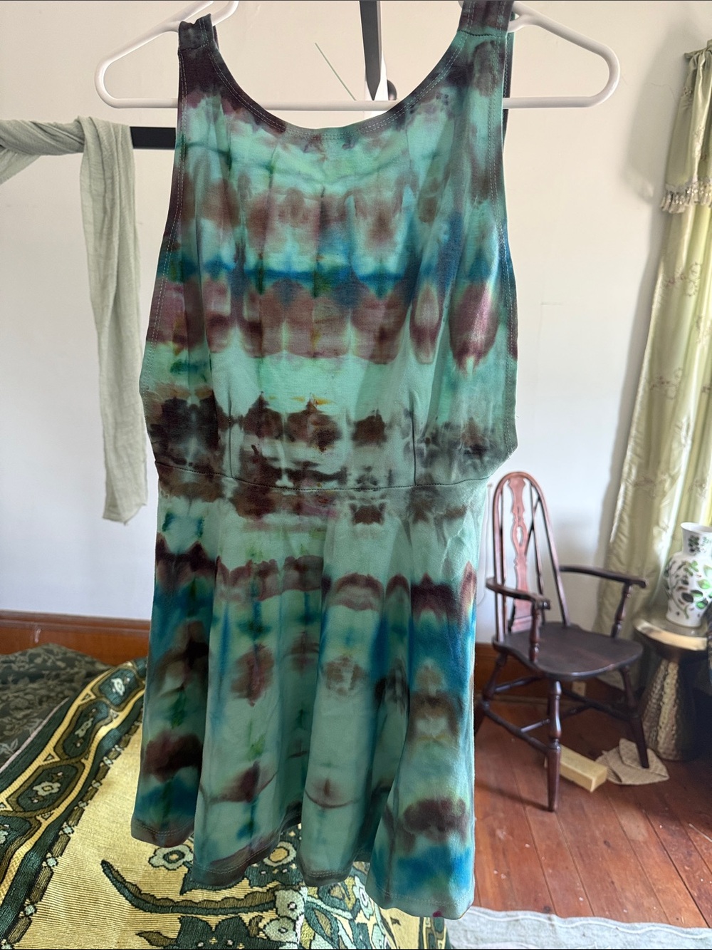 Tie-Dye Mint & Teal Sleeveless peplum tank top